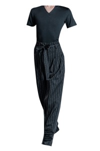 A large number of customized dance test suits Design striped pants children's competition Latin dance suits Dance suit uniform shop SKDO002 front view